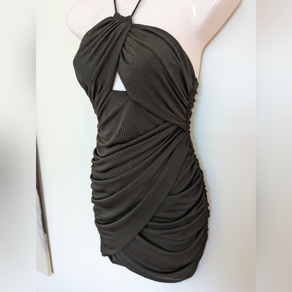 Zara cut-out draped mini dress green xs - Picture 8 of 16